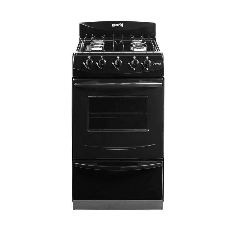 Cocina ESCORIAL CANDOR BLACK gas licuado 51cm 4 hornallas negra