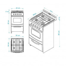 Cocina ESCORIAL CANDOR BLACK gas licuado 51cm 4 hornallas negra