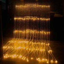 Luz de navidad cortina 280 leds cascada 10 tiras cálido 3 x 2 metros