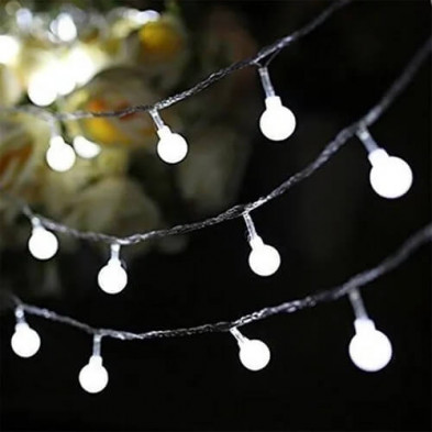 Luz de navidad tira led bolitas 28 luces blanco frio