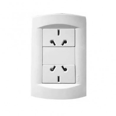 Llave de luz sica life armada con 2 toma corriente de 10a polarizados blanco