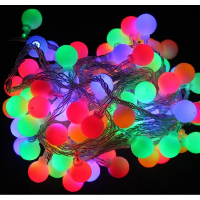 Luz de navidad tira led bolitas multicolor 28 luces 5 metros