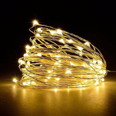 Luces de navidad alambre 30 led blanco cálido 3 metros sin pila