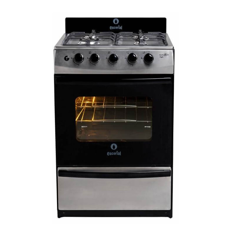 Cocina ESCORIAL MASTER STYLE INOX multigas 4 hornallas acero inoxidable