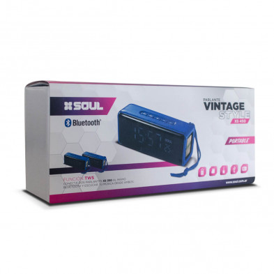 Parlante SOUL VINTAGES STYLE XS 450 bluetooth con reloj rojo