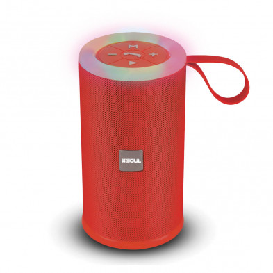 Parlante SOUL PARTY ROUND XS 400 bluetooth con luces LED rojo