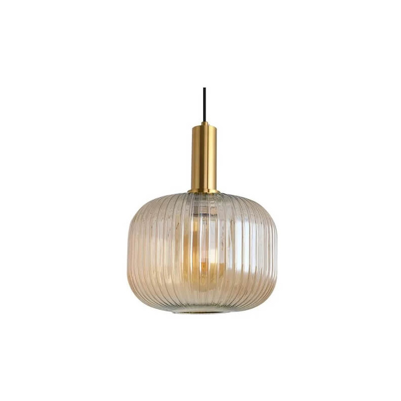 Colgante ETHEOS OVAL para 1 luz E27 vidrio dorado ambar