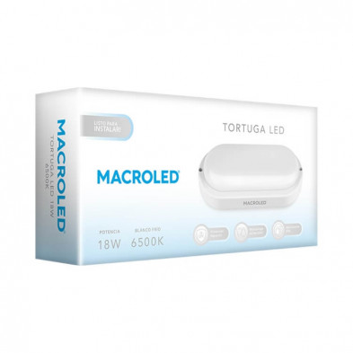 Tortuga led MACROLED oval 18w 1620lm 6500k luz fría blanco