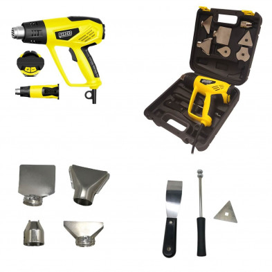 Pistola de calor BAROVO PC20B-AM1 de 6 velocidades con maletín amarillo