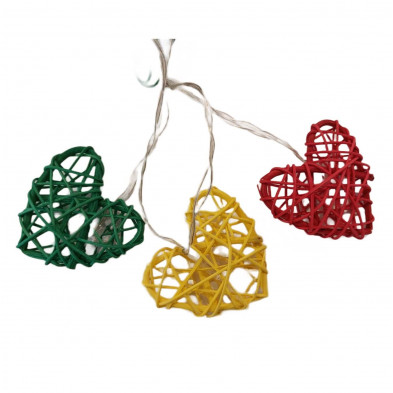 Luces navideñas led x 10 corazones que funcionan con pilas aa
