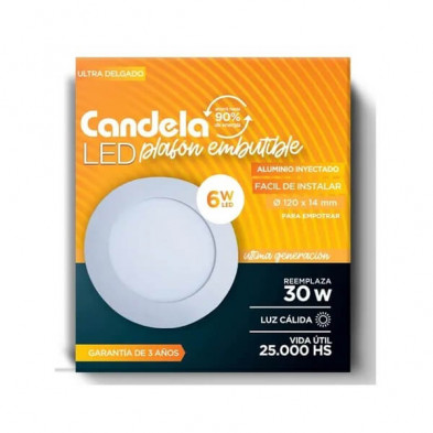 Embutido led CANDELA redondo 6W 360lm 3000k luz cálida
