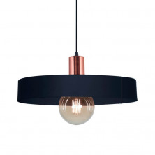 Colgante SAN JUSTO BALCARCE 1 luz E27 negro con cobre pantalla chapa 40cms