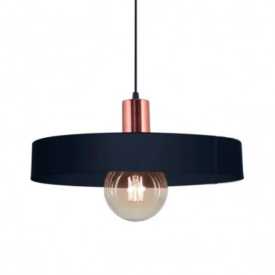 Colgante SAN JUSTO BALCARCE 1 luz E27 negro con cobre pantalla chapa 40cms