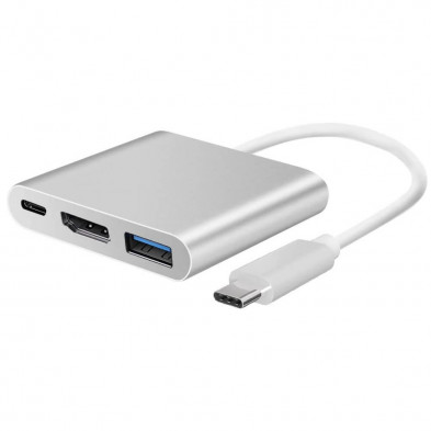 Adaptador NETMAK NM-TYPE 3 en 1 tipo C a HDMI + USB 3.0 + tipo C