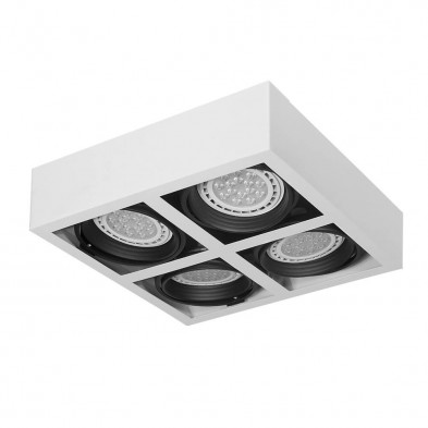 Plafón SAN LORENZO CARDANICO cuadrado AR111 4 luces móviles GU10 blanco