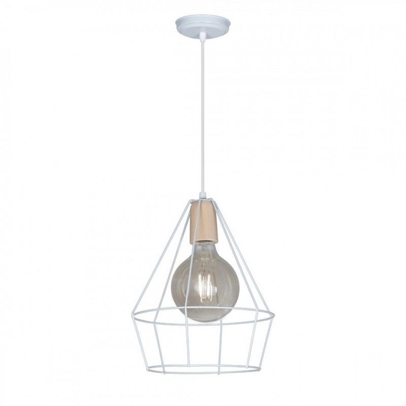 Colgante SAN JUSTO CARDALES jaula diamante para 1 luz E27 blanco Colgante SAN JUSTO CARDALES jaula diamante para 1 luz E27 blanco