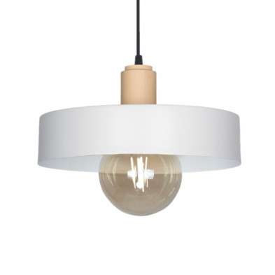 Colgante SAN JUSTO BALCARCE para 1 luz E27 blanco con detalle en madera