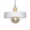 Colgante SAN JUSTO BALCARCE para 1 luz E27 blanco con detalle en madera