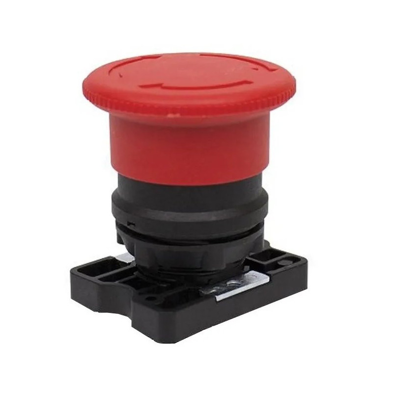 Pulsador STECK 4mm tipo hongo con retención rojo IP40 Pulsador STECK 4mm tipo hongo con retención rojo IP40
