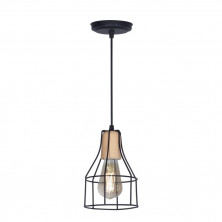 Colgante SAN JUSTO MJ6551-02 Mini jaula 1 luz E27 Botella Detalle en Madera Negro