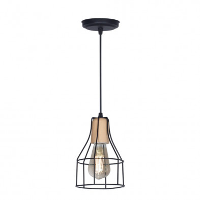 Colgante SAN JUSTO MJ6551-02 Mini jaula 1 luz E27 Botella Detalle en Madera Negro