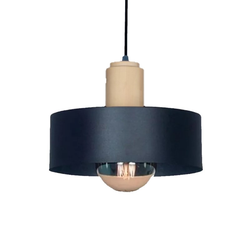 Colgante SAN JUSTO BALCARCE para 1 luz E27 negro detalle en madera Colgante SAN JUSTO BALCARCE para 1 luz E27 negro detalle en madera