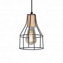 Colgante SAN JUSTO MJ6551-02 Mini jaula 1 luz E27 Botella Detalle en Madera Negro