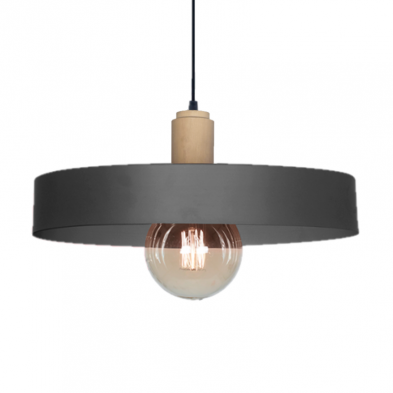 Colgante SAN JUSTO GEO BALCARCE 1 luz 40cm con detalle de madera E27 Gris