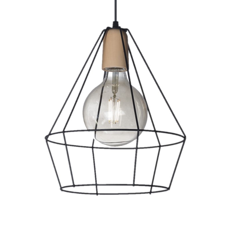 Colgante SAN JUSTO CARDALES jaula diamante para 1 luz E27 negro Colgante SAN JUSTO CARDALES jaula diamante para 1 luz E27 negro