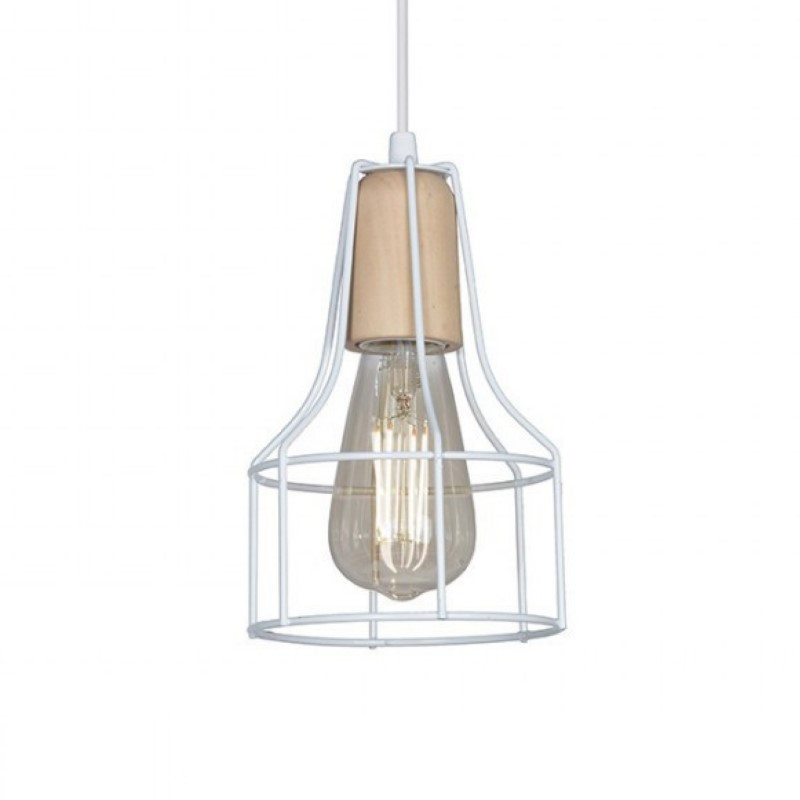 Colgante SAN JUSTO CARDALES mini jaula botella para 1 luz E27 blanco Colgante SAN JUSTO CARDALES mini jaula botella para 1 luz E27 blanco