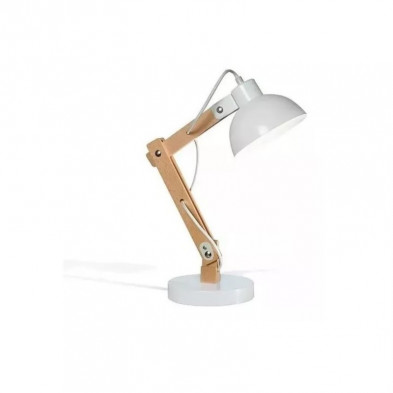 Lampara de Mesa DABOR ARLON E27 54cm Madera-Chapa Blanco