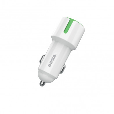 Cargador SOUL para auto Lightning + USB-C carga rápida blanco