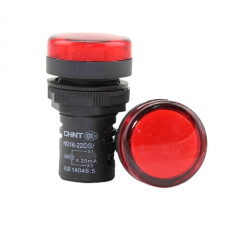 Ojo de buey CHINT ND16-22DS 22mm led res 24V corto rojo