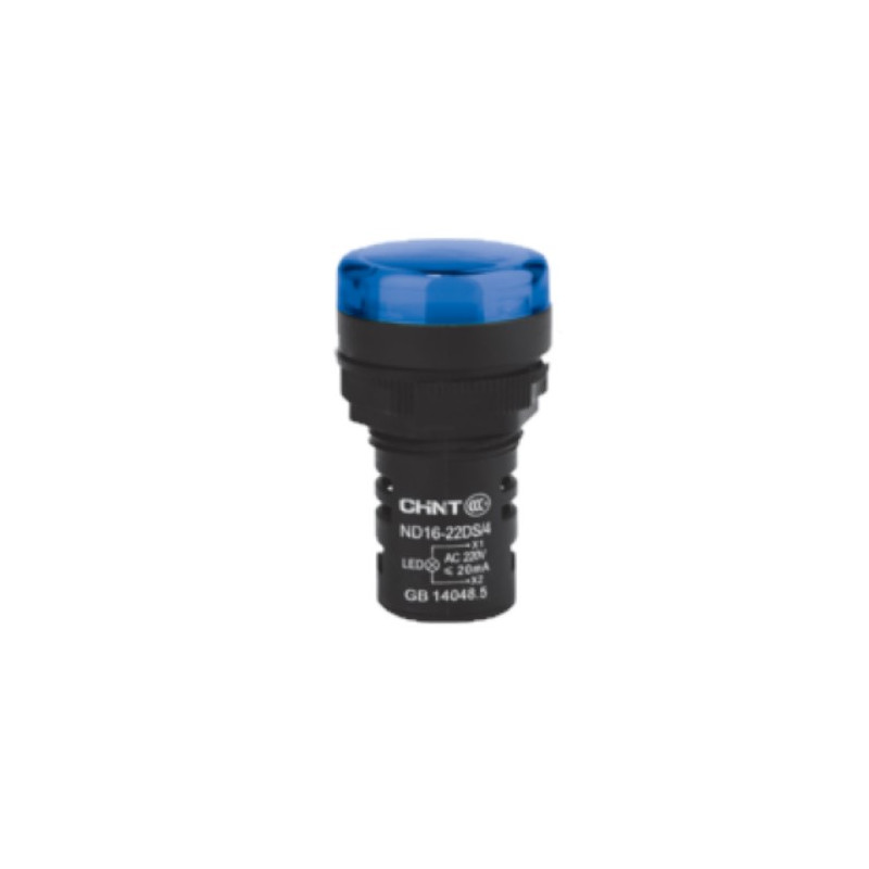 Ojo de buey CHINT ND16-22DS 22mm Led cap 230V corto azul IP20