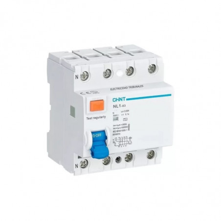 Disyuntor Tetrapolar CHINT 4x40A 30mA 6kA AC NXL-63