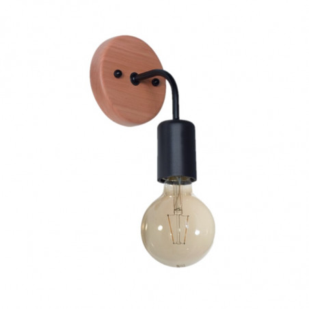 Aplique CARILUX A100 Millennial 1 Luz Madera Paraiso con Metal Negro