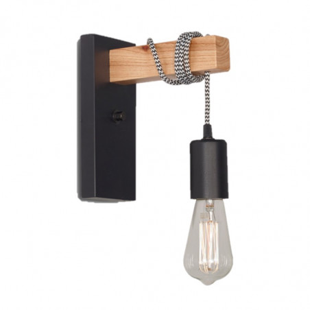 Aplique CARILUX NORDICA M5 Mensula 1 Luz E27 Con Cable Textil Negro