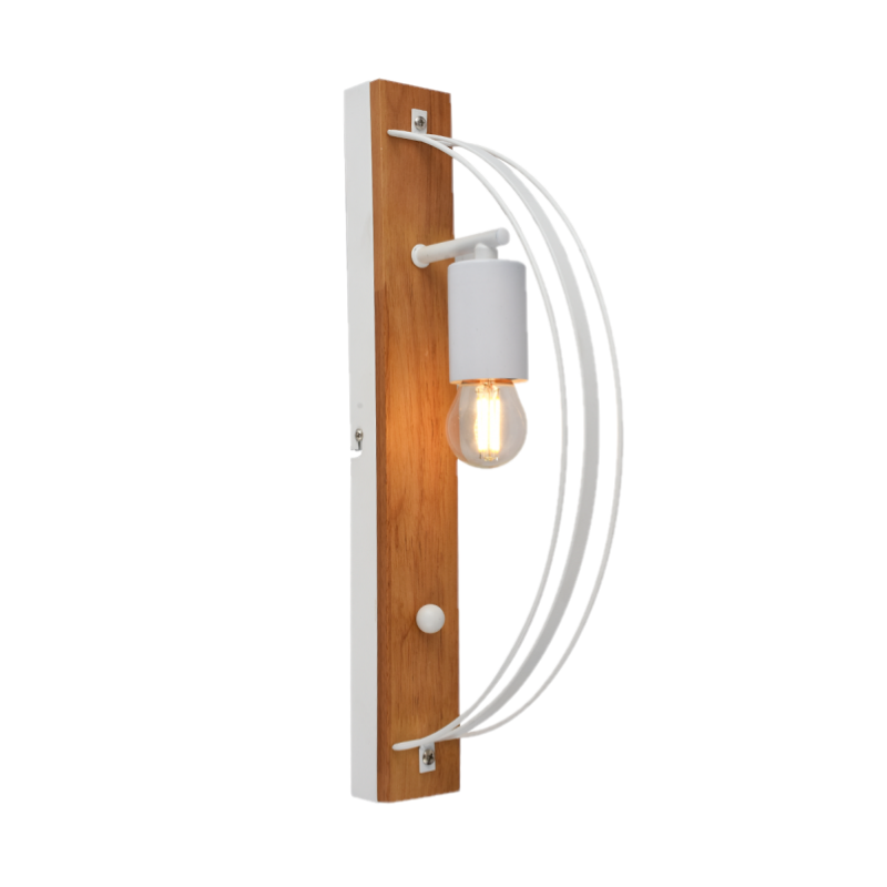 Aplique CARILUX C22 Fusión para 1 luz E27 madera y metal blanco