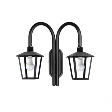 Ros farol SAN JUSTO TRAPEZOIDAL para pared doble E27 negro