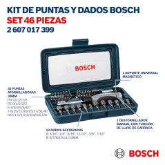 Set de puntas y dados BOSCH EXTRA HARD 46 piezas