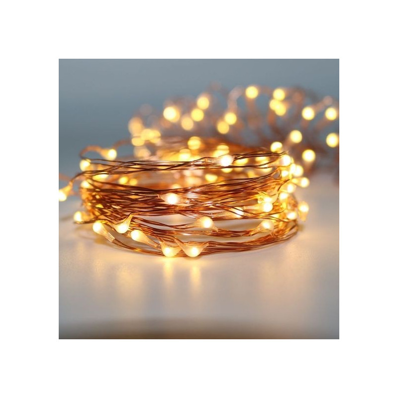 Luces de navidad alambre 20 leds 2 metros blanca cálida con pila