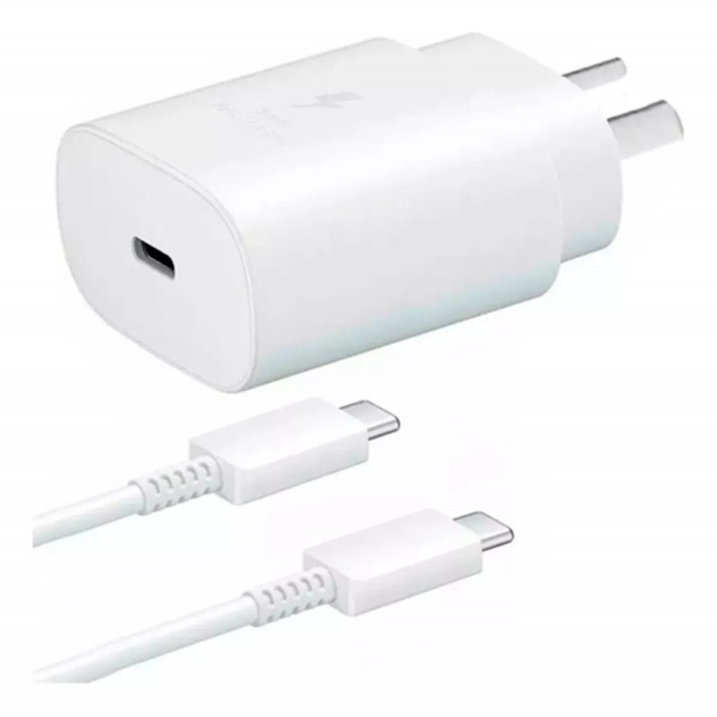 Cargador original SAMSUNG USB-C 25W carga rápida blanco con cable Cargador original SAMSUNG USB-C 25W carga rápida blanco con cable