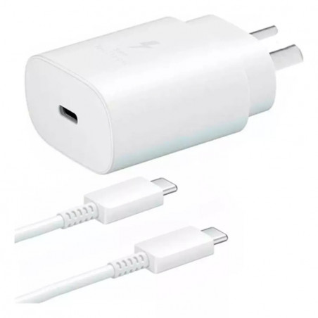 Cargador original SAMSUNG USB-C 25W carga rápida blanco con cable