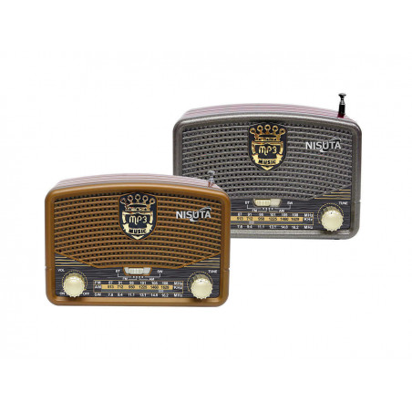 Parlante NISUTA NSRV16 portátil bluetooth radio am/fm mp3 aux vintage