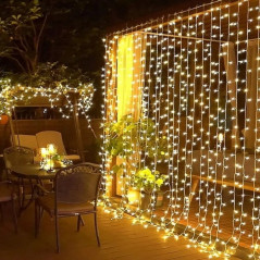 Luces de navidad cortina 300 led blanco cálido 3x3 metros