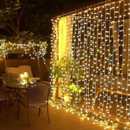 Luces de navidad lluvia 300 led blanco cálido 3x3 metros