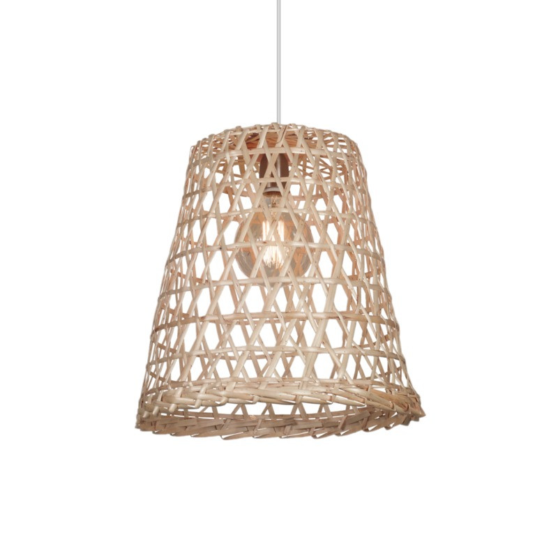 Colgante campana CARILUX para 1 luz E27 mimbre 42cm