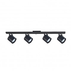 Regleta SAN JUSTO para 4 luces GU10 AR111 con cabezal spot móvil negro