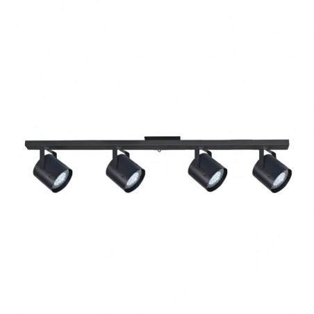 Regleta SAN JUSTO para 4 luces GU10 AR111 con cabezal spot móvil negro