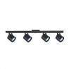 Regleta SAN JUSTO para 4 luces GU10 AR111 con cabezal spot móvil negro